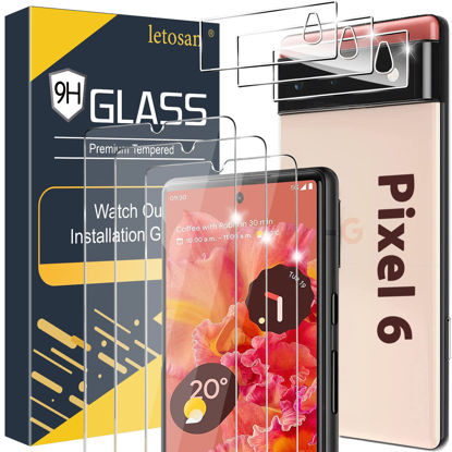 Picture of [3+3 Pack] Glass Screen Protector for Google Pixel 6 5G, 9H Tempered Glass, Ultrasonic Fingerprint Compatible,HD Clear Case Friendly for Google Pixel 6 Glass Screen Protector