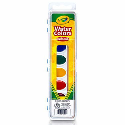 Picture of Crayola Watercolor Set with Brush, At Home Crafts for Kids, 8 Count (53-1508)