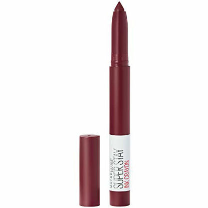 Picture of Maybelline New York Super Stay Ink Crayon Lipstick Makeup, Precision Tip Matte Lip Crayon with Built-in Sharpener, Longwear Up To 8Hrs, Settle For More, Berry Wine Purple, 1 Count