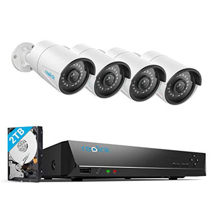 Picture of REOLINK 8CH 5MP Home Security Camera System, 4pcs Wired 5MP Outdoor PoE IP Cameras with Person Vehicle Detection, 4K 8CH NVR with 2TB HDD for 24-7 Recording, RLK8-410B4-5MP