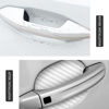 Picture of 8PCS Car Door Handle Sticker, Carbon Fiber Anti-Scratches Car Door Cup Protector, Non-Marking Auto Door Handle Protective Film, Self-Adhesive Door Side Paint Protector for All Cars (White/8 PCS)