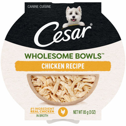 Picture of CESAR WHOLESOME BOWLS Adult Soft Wet Dog Food Toppers Chicken Recipe, (10) 3 oz. Bowls