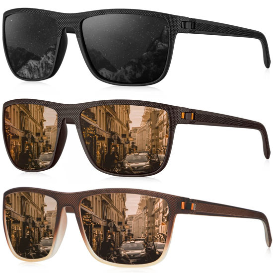 GetUSCart- KALIYADI Polarized Sunglasses Men, Lightweight Mens Sunglasses  Polarized UV Protection Driving Fishing Golf (Black/Brown/Gradual Brown)