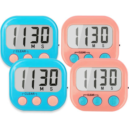 Picture of Classroom Timers for Teachers Kids Large Magnetic Digital Timer 4 Pack Blue Pink