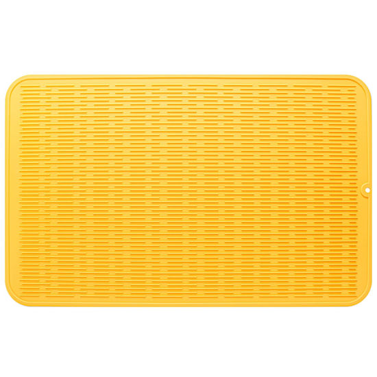 Picture of MicoYang Silicone Dish Drying Mat for Multiple Usage,Easy clean,Eco-friendly,Heat-resistant Silicone Mat for Kitchen Counter or Sink,Refrigerator or Drawer Liner Yellow XXXL 28 inches x 18 inches
