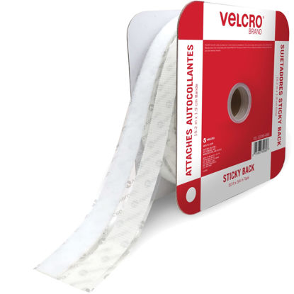 Picture of VELCRO Brand - Sticky Back Tape Bulk Roll | 50 ft x 3/4 in | White | Cut Hook and Loop Adhesive Strips to Length | Create Vertical Storage, Save Space, Keep Your Home, Office or Work Site Organized