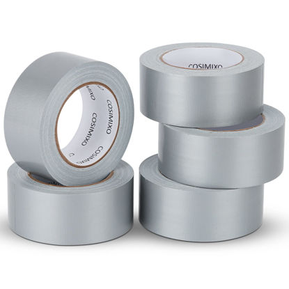 Picture of COSIMIXO 5-Pack Silver Heavy Duty Duct Tape, 2 inches x 30 Yards, Strong, Flexible, No Residue, All-Weather and Tear by Hand - Bulk Value for Repairs, Industrial, Professional Use