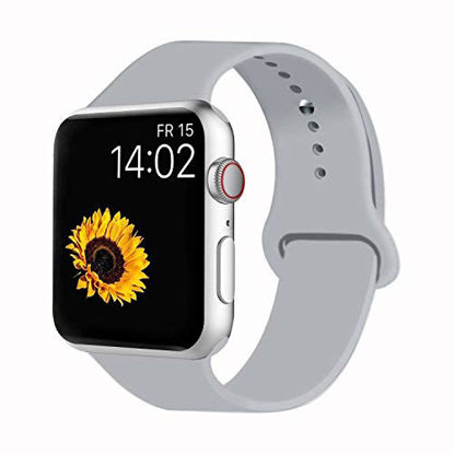 Picture of VATI Compatible for Apple Watch Band 42MM 44MM, Soft Silicone Sport Bands Replacement Wrist Strap Compatible with 2019 iWatch Apple Watch Series 5/4/3/2/1, 42MM/44MM S/M (Fog)