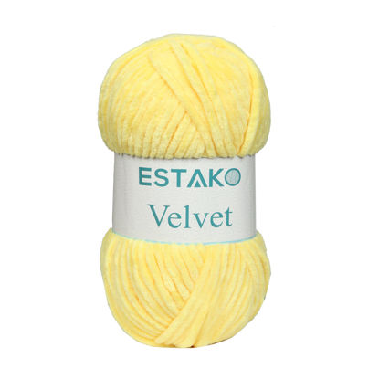 Picture of Estako Velvet Chenille Blanket amigurumi Yarn for Crocheting and Knitting Super Bulky 100 gr (132 yds) (1850 - Yellow)