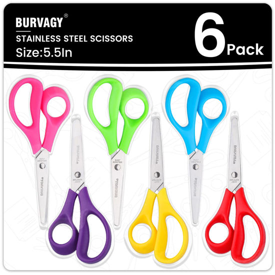 GetUSCart Kids Scissors 6Pack, Scissors for School, Safety Scissors