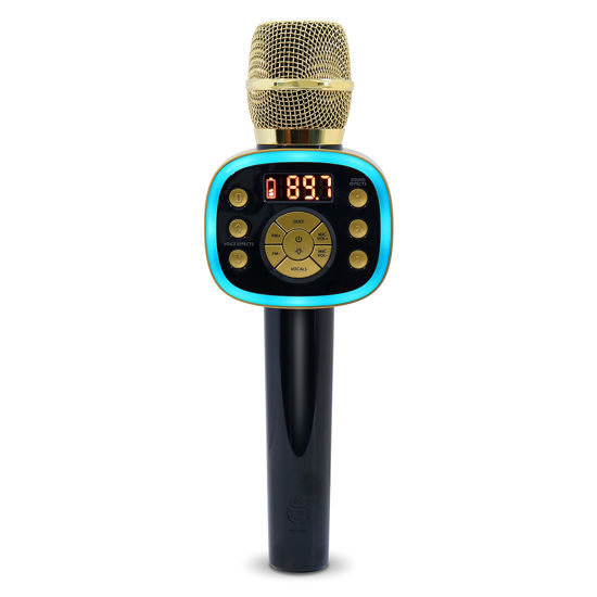 Picture of Carpool Karaoke Machine for Kids & Adults, Carpool Karaoke The Mic 2.0 - Wireless & Bluetooth Karaoke Microphone with Voice Changing Sound Effects and Duet Options - Gold & Black (2021 Version)