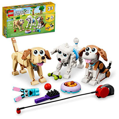 Picture of LEGO Creator 3-in-1 Adorable Dogs Building Toy Set 31137, Gift for Dog Lovers, Featuring Dachshund, Beagle, Pug, Poodle, Husky, and Labrador Figures for Kids 7 and Up