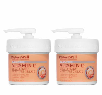 Picture of NATURE WELL Clinical Vitamin C Brightening Moisture Cream for Face, Body, & Hands, Anti Aging, Enhances Skin Tone, improves Overall Texture & Provides Lasting Hydration, Pack of 2 (10 Oz Each)