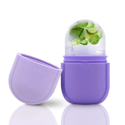 Picture of IMEASY Ice Roller for Face and Eye, Upgrated Ice Face Roller,Facial Beauty Ice Roller Skin Care Tools, Ice Facial Cube, Gua Sha Face Massage, Silicone Ice Mold for Face Beauty (Purple)