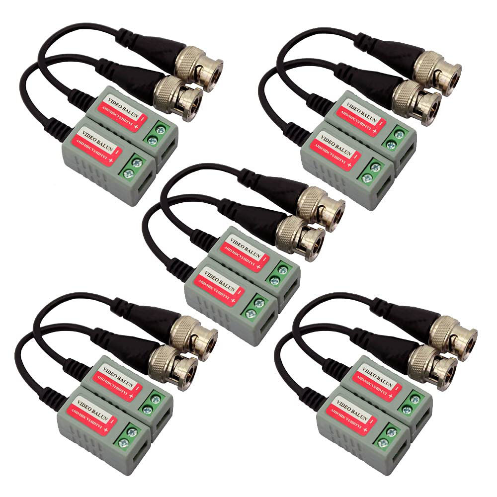 GetUSCart- 5 Pack (10 Pcs) Mini CCTV BNC Video Balun Transceiver With ...