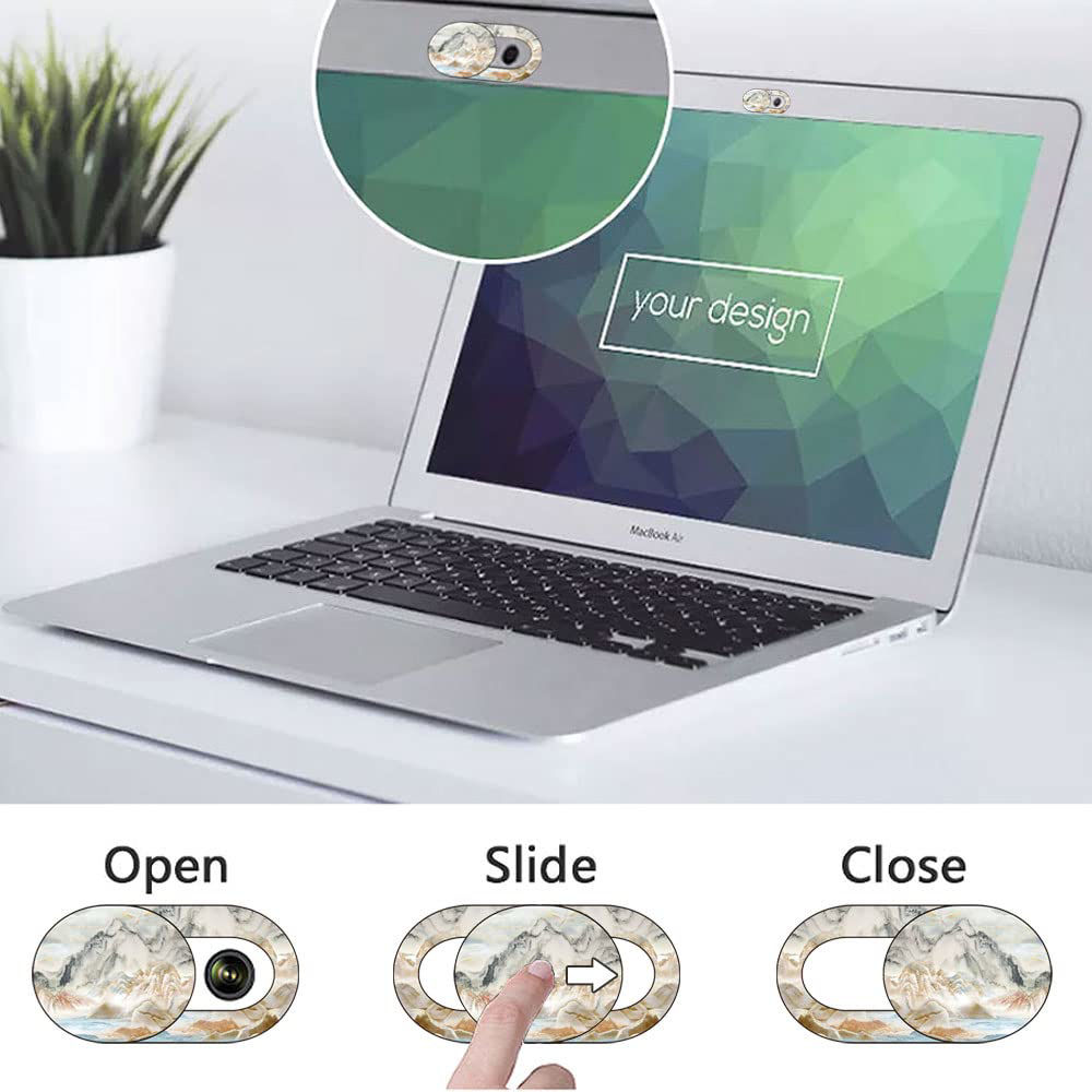 GetUSCart Marble Laptop Camera Cover Slide Cute 8 Pack, Webcam Cover