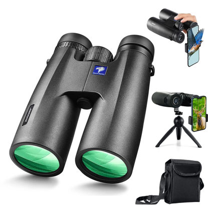 Picture of ZIYOUHU12x50 Binoculars for Adults and Kids,Compact Binoculars with Adapter and Foldable Tripod Large View Binoculars,BAK4 Prism & FMC Lens Waterproof Binoculars for Bird Watching Hunting