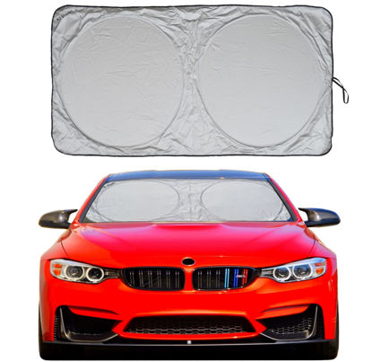 Picture of Car Windshield Sunshade with Storage Pouch by A1 Sun Shade Foldable Automotive Car Truck SUV Front Window Shield Blocker Visor Protector Cover for Interior Accessories for Heat Large