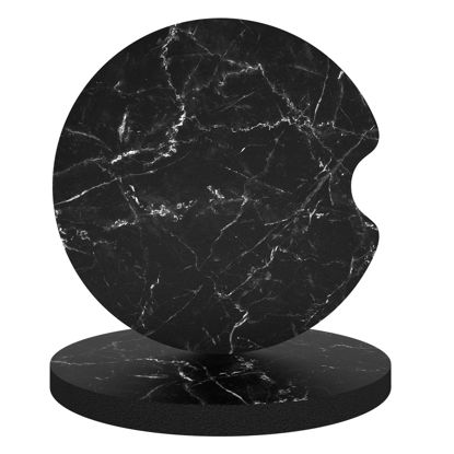 Picture of Aiawoxc Car Cup Holder Coasters, 2 Pack Universal Auto Anti Slip Insert Coaster, Rubber Car Coasters with A Finger Notch, Cute Car Assecories for Women Men, Cup Mat for Most Car Interior(Black Marble)