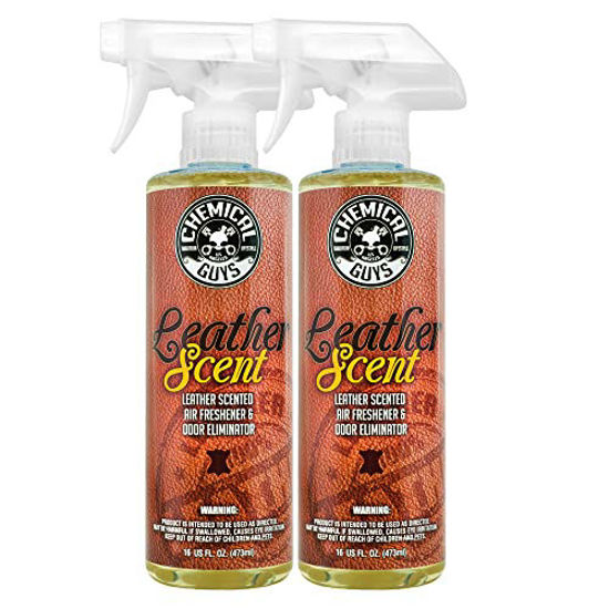 Picture of Chemical Guys AIR_102_1602 Leather Scent Premium Air Freshener and Odor Eliminator, Long-Lasting, Just Like New Scent for Cars, Trucks, SUVs, RVs & More, 16 fl oz (2 Pack)
