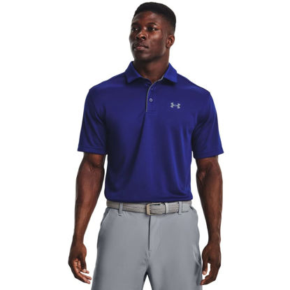 Picture of Under Armour Men's Tech Golf Polo , (456) Bauhaus Blue / Pitch Gray / Pitch Gray , 4X-Large Tall