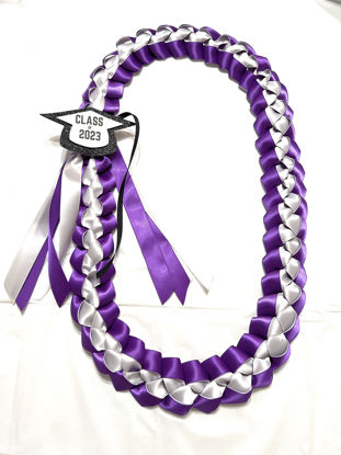 Picture of Graduation Leis 2023 with Money Holder, add your own (Purple, White)