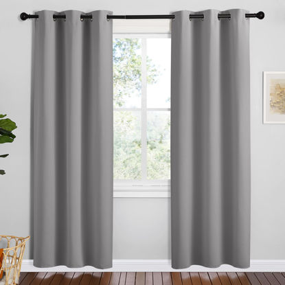 Picture of NICETOWN Thermal Insulated Grommet Blackout Curtains, Silver Grey, 2 Panels, W42 x L78 -Inch, Kids Window Drape Panel for Nursery, Privacy Short Curtains