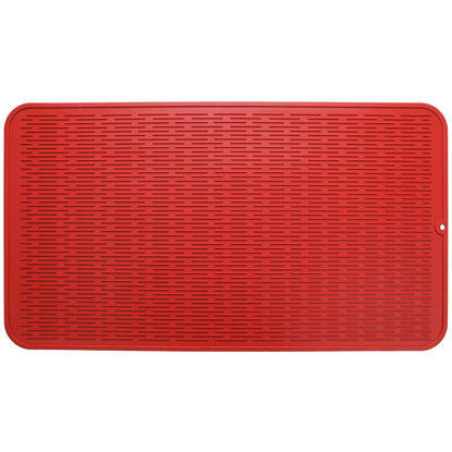 Picture of MicoYang Silicone Dish Drying Mat for Multiple Usage,Easy clean,Eco-friendly,Heat-resistant Silicone Mat for Kitchen Counter or Sink,Refrigerator or Drawer Liner Red XXXXL 32 inches x 18 inches