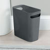 Picture of mDesign Plastic Small Trash Can, 1.5 Gallon/5.7-Liter Wastebasket, Narrow Garbage Bin with Handles for Bathroom, Laundry, Home Office - Holds Waste, Recycling, 10" High - Aura Collection - Dark Gray
