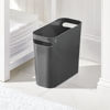 Picture of mDesign Plastic Small Trash Can, 1.5 Gallon/5.7-Liter Wastebasket, Narrow Garbage Bin with Handles for Bathroom, Laundry, Home Office - Holds Waste, Recycling, 10" High - Aura Collection - Dark Gray