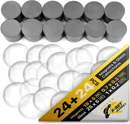 Picture of X-Bet Magnet Ceramic Magnets - Round Disc - Flat Circle Magnets Bulk for Crafts, Science & Hobbies - Perfect for Refrigerator, Whiteboard, Fridge (24+24)