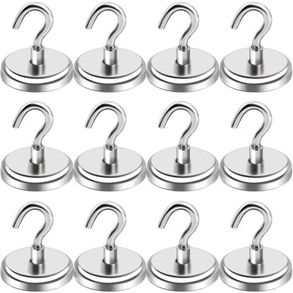Picture of LOVIMAG 100LBS Heavy Duty Magnetic Hooks, Strong Neodymium Magnet Hooks for Home, Kitchen, Workplace, Office etc, Hold up to 100 Pounds - 12pack