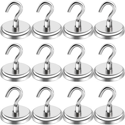 Picture of LOVIMAG 100LBS Heavy Duty Magnetic Hooks, Strong Neodymium Magnet Hooks for Home, Kitchen, Workplace, Office etc, Hold up to 100 Pounds - 12pack