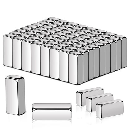 Picture of MIKEDE 80Pcs Strong Neodymium Magnets Bar, 12x5x3mm Heavy Duty Rare Earth Magnets Small Neodymium Magnets Strips Rectangular Magnets for Crafts, Refrigerator, Whiteboard, Tool Storage