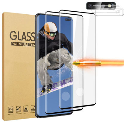 Picture of [2+2 Pack] Galaxy S10 Plus Screen Protector and Camera Lens Protector,Scratch Resistant,Fingerprint Unlock,9H Hardness,for Samsung Galaxy S10 Plus (6.4 Inch) Ultra HD Tempered Glass
