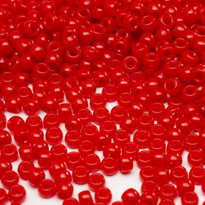 Picture of 1000 Pcs Acrylic Red Pony Beads 6x9mm Bulk for Arts Craft Bracelet Necklace Jewelry Making Earring Hair Braiding (RED2)