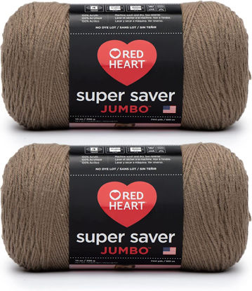 Picture of Red Heart Super Saver Jumbo Cafe Latte Yarn - 2 Pack of 396g/14oz - Acrylic - 4 Medium (Worsted) - 744 Yards - Knitting/Crochet