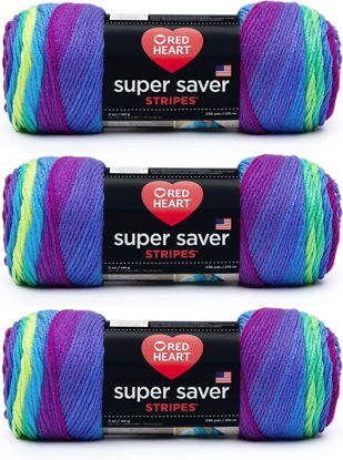 Picture of Red Heart Super Saver Yarn, Parrot Stripe 3 Count