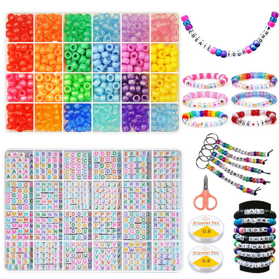 Wutubug 1500pcs Pony Beads Bracelet Making Kit, 24 Colors Friendship  Bracelet Kit Kandi Beads, Letter Beads Heart Beads with Elastic String for