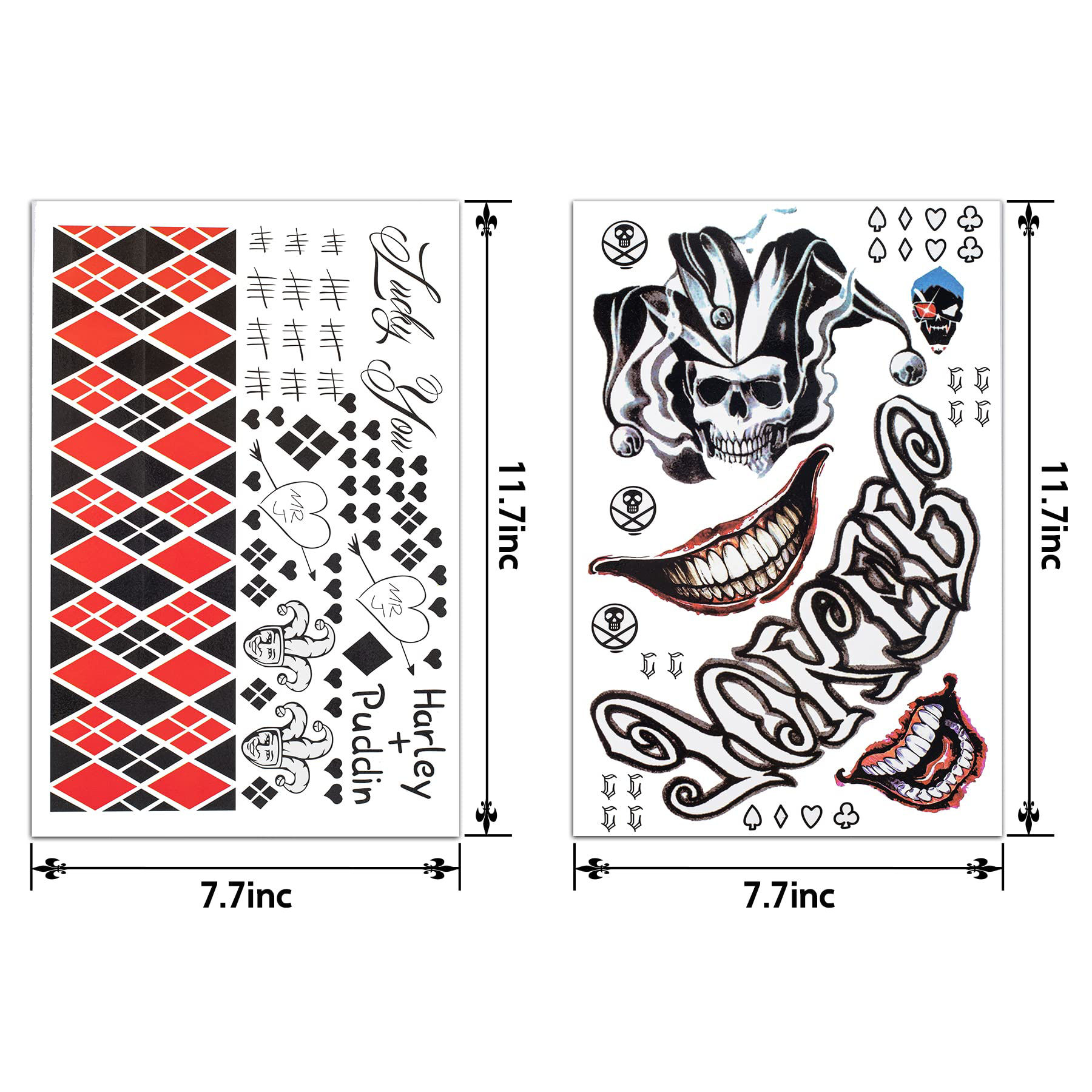 GetUSCart- 6 Sheets Joker & Harley Quinn Tattoos, Realistic & Last Long ...