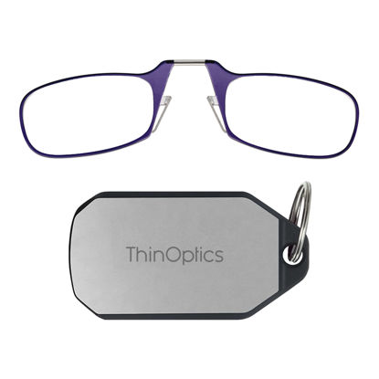 Picture of ThinOptics unisex adult Keychain Case + Reading Glasses, Purple, 44 mm US