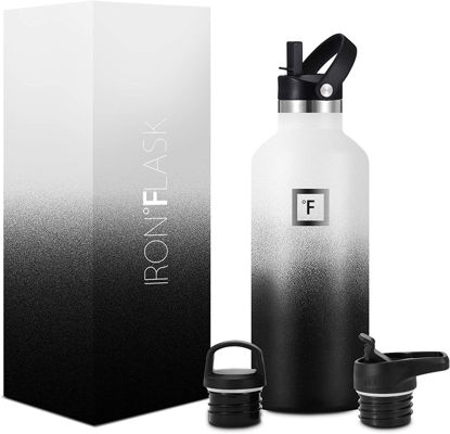 Picture of IRON °FLASK Sports Water Bottle - 32 Oz, 3 Lids (Straw Lid), Leak Proof, Vacuum Insulated Stainless Steel, Hot Cold, Double Walled, Thermo Mug, Standard Metal Canteen