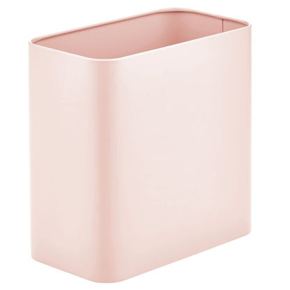 Picture of mDesign Small Metal 2.4 Gallon Trash Can Wastebasket Garbage Bin for Bathroom; Mini Slim Rubbish Waste Bin Trashcans for Master or Guest Bath, Bedroom, Garage, Laundry Room, Playroom, Light Pink/Blush, Pack of 1