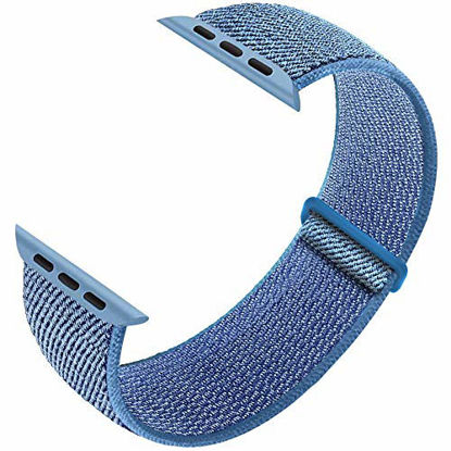 Picture of Ruiboo Sport Loop Compatible with iWatch Band 38mm 40mm 42mm 44mm iWatch Series 6 5 SE 4 3 2 1 Strap, Women Men Sport Weave Replacement Wristband Adjustable Breathable, 42mm 44mm Cape Cod Blue