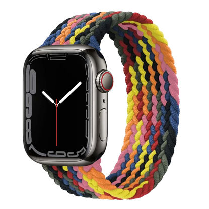 Picture of Proworthy Braided Solo Loop Compatible With Apple Watch Band 42mm 44mm 45mm for Men and Women, Stretch Nylon Elastic Strap Wristband for iWatch Series SE 7 6 5 4 3 2 1 (Colorful, XS)