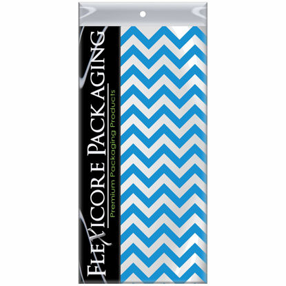 Picture of Flexicore Packaging Turquoise Chevron Print Gift Wrap Tissue Paper Size: 15 Inch X 20 Inch | Count: 10 Sheets | Color: Turquoise Chevron