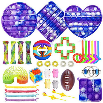 Picture of Qabfwe 35Pcs Fidget Toys Sets ,Stress Relief and Anti-Anxiety Toys, Push pop pop Autism Special Dimple Sensory Toys Packs for Kids Adults