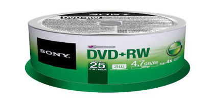 Picture of Sony 25DPW47SP DVD+RW 4X 4.7GB Spindle Rewritable DVD, 25-Pack