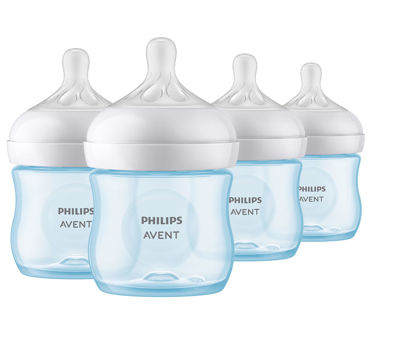 Picture of Philips AVENT Natural Baby Bottle with Natural Response Nipple, Blue, 4oz, 4pk, SCY900/24