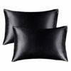 Picture of BEDELITE Satin Pillowcase for Hair and Skin, King Pillow Cases Set of 2 Pack Super Soft Silky Black Pillow Case with Envelope Closure (20x40 Inches)